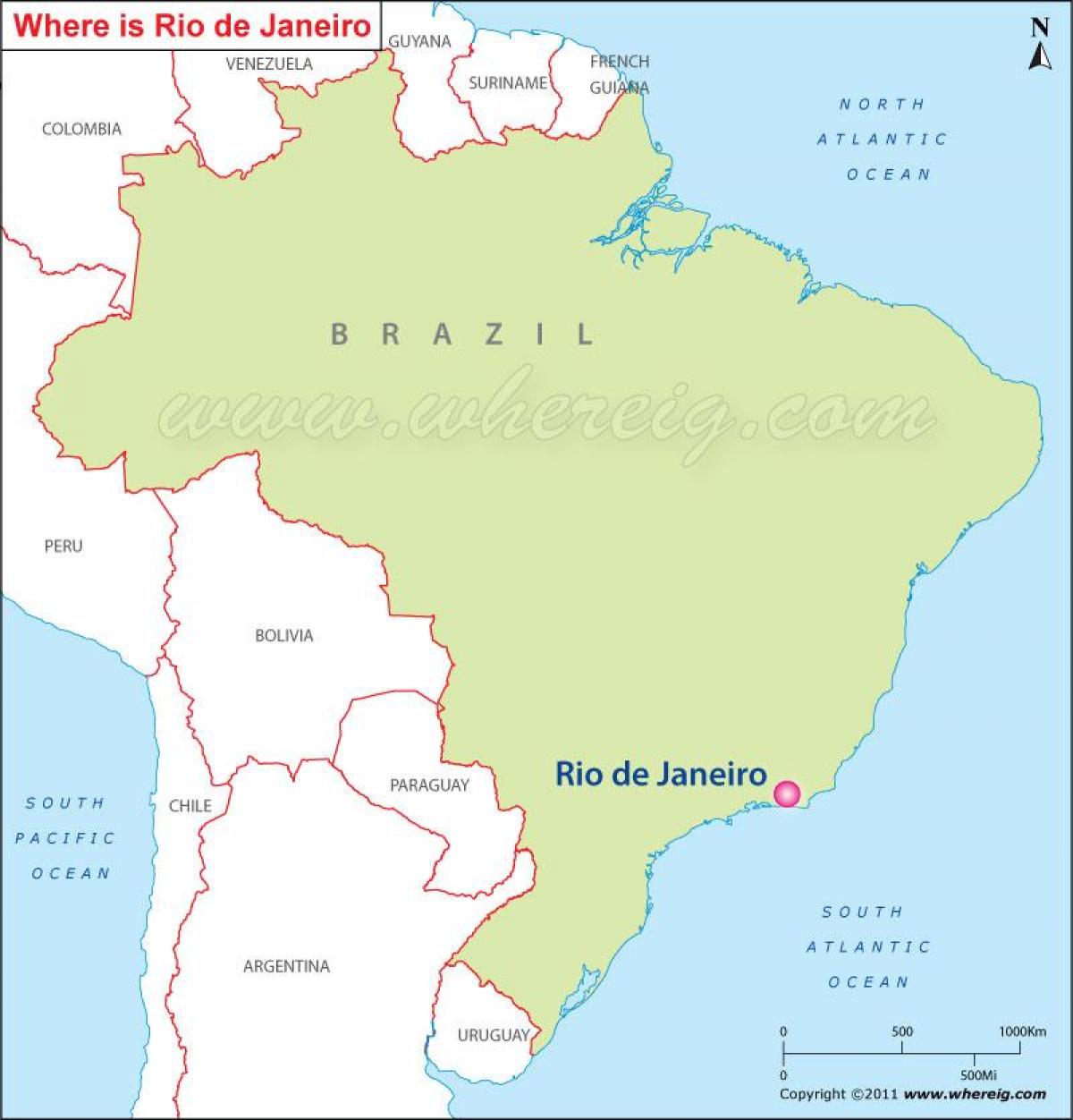 Карта Рио де Жанеиру у Бразилу