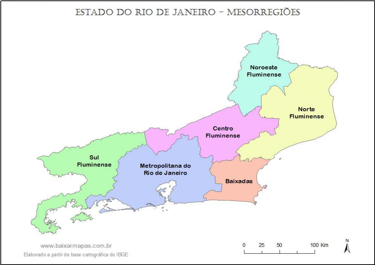 Карта mesoregions Рио де Жанеиру