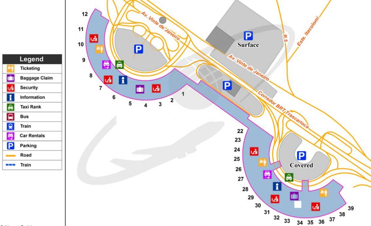 Карта Међународни аеродром Рио де Жанеиру