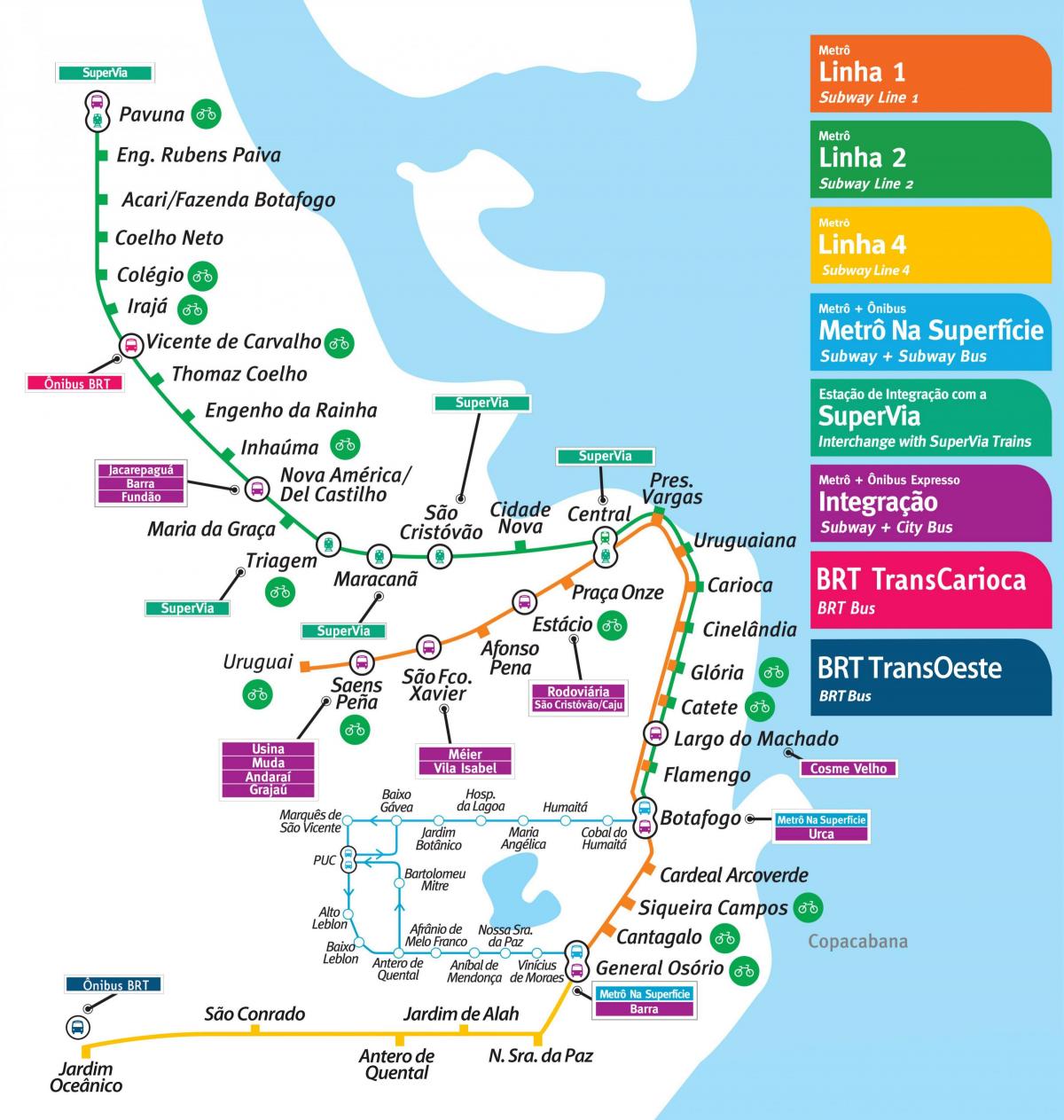 Карта Рио де Жанеиру метро