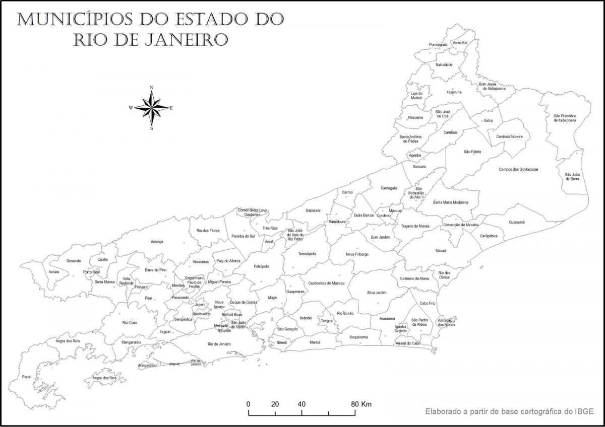 Карта Рио де Жанеиро, црна и бела