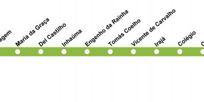 Карта метро Рио де Жанеиро - линија 2 (зелена)