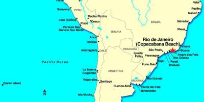 Карта Рио де Жанеиру у Јужној Америци